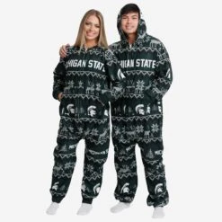 FOCO Michigan State Spartans Ugly Pattern One Piece Pajamas