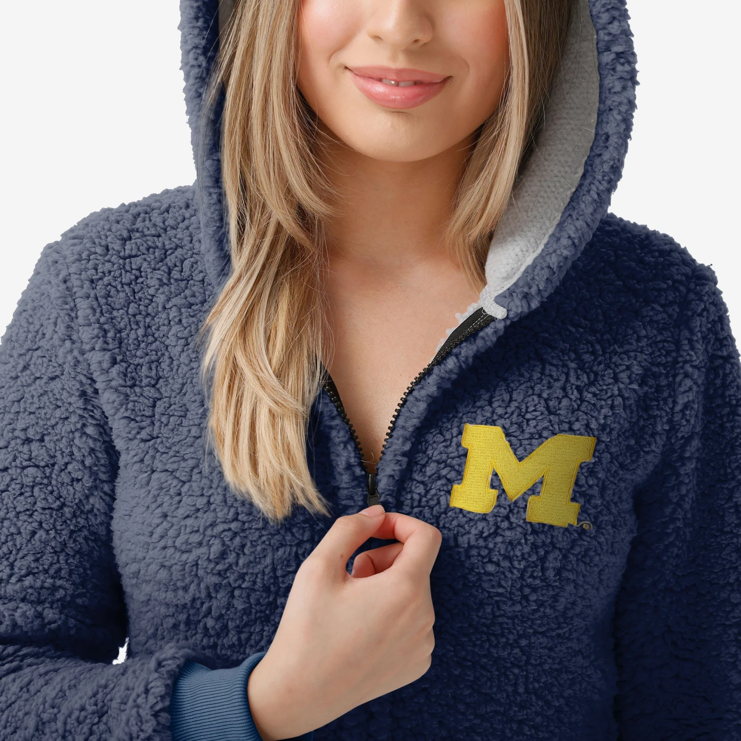 FOCO Michigan Wolverines Womens Sherpa One Piece Pajamas 5 FOCO Michigan Wolverines Womens Sherpa One Piece Pajamas - Image 3