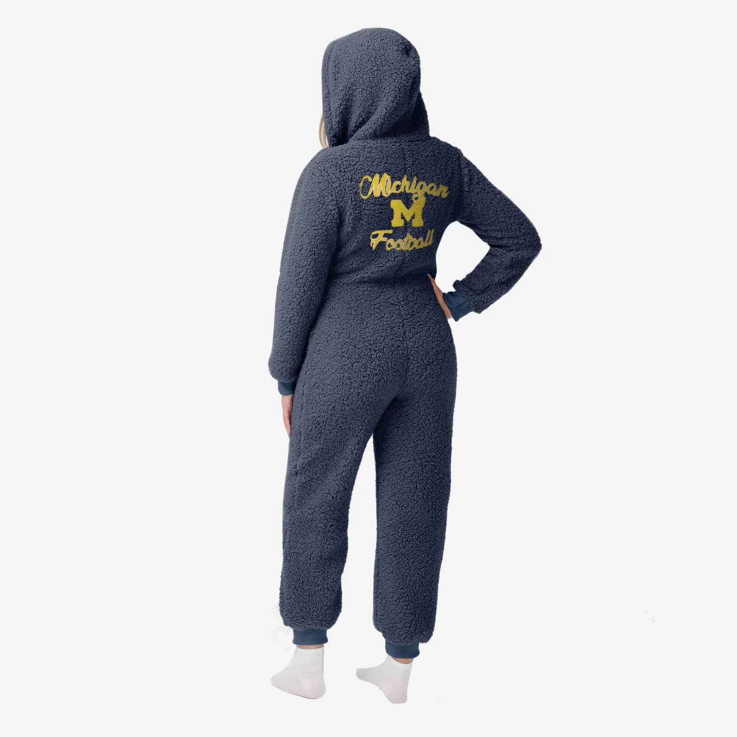 FOCO Michigan Wolverines Womens Sherpa One Piece Pajamas 4 FOCO Michigan Wolverines Womens Sherpa One Piece Pajamas - Image 2