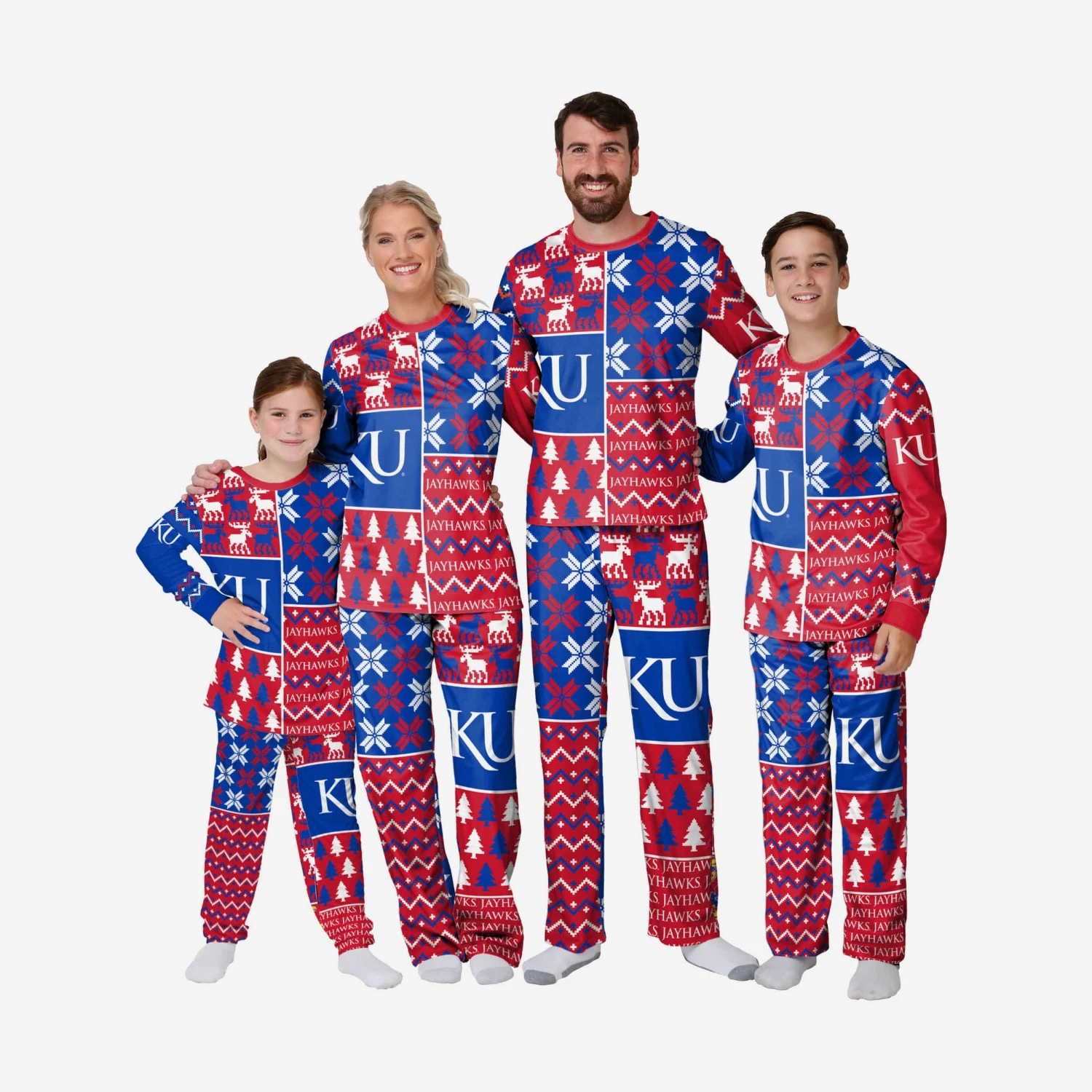 FOCO Kansas Jayhawks Infant Busy Block Family Holiday Pajamas 4 FOCO Kansas Jayhawks Infant Busy Block Family Holiday Pajamas - Image 2