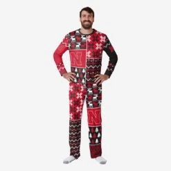 FOCO Nebraska Cornhuskers Mens Busy Block Family Holiday Pajamas