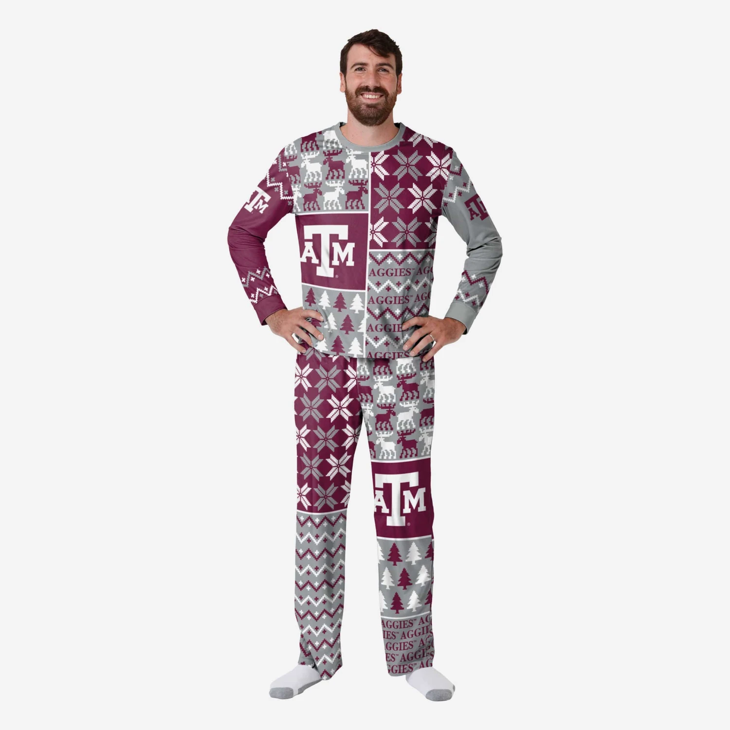 FOCO Texas A&M Aggies Mens Busy Block Family Holiday Pajamas 3 FOCO Texas A&M Aggies Mens Busy Block Family Holiday Pajamas