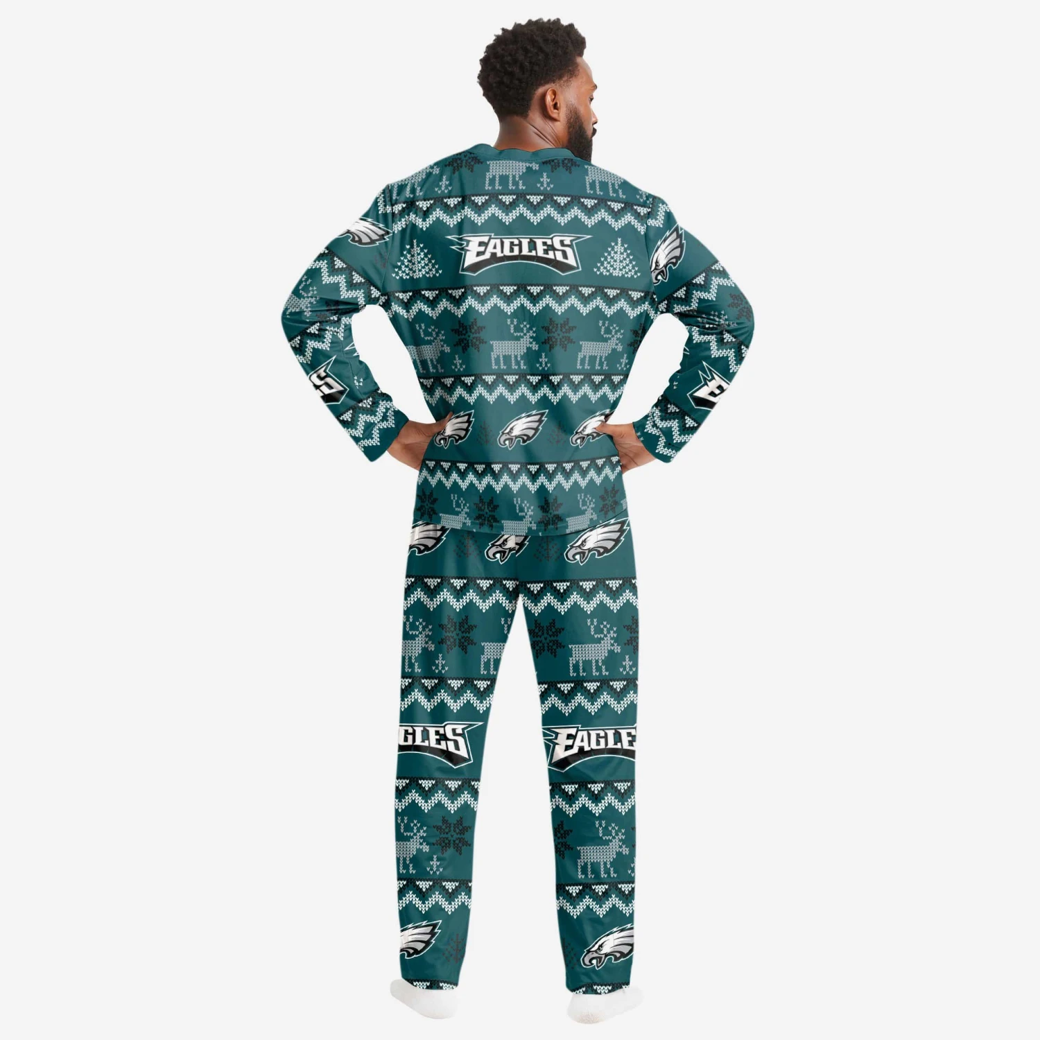 FOCO Philadelphia Eagles Mens Ugly Pattern Family Holiday Pajamas 4 FOCO Philadelphia Eagles Mens Ugly Pattern Family Holiday Pajamas - Image 2