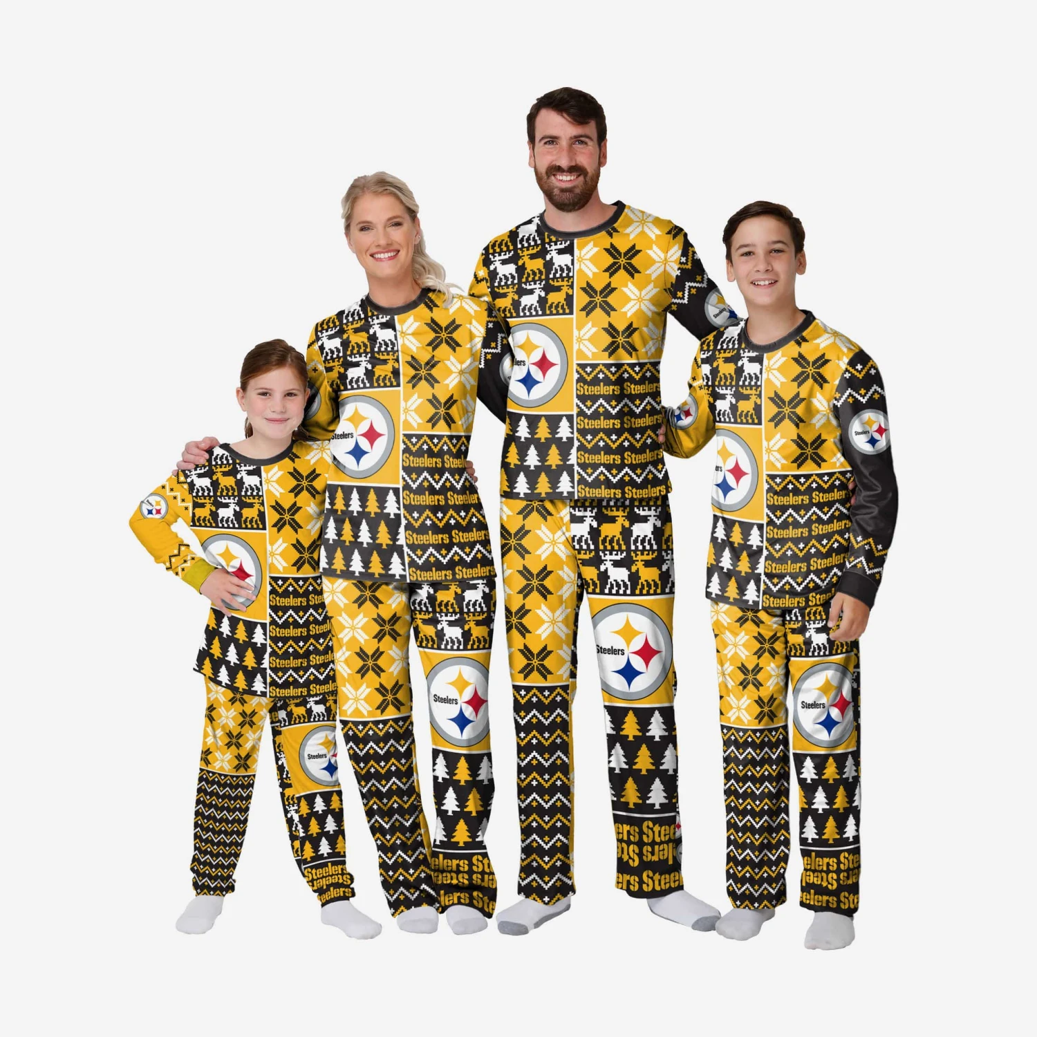 FOCO Pittsburgh Steelers Youth Busy Block Family Holiday Pajamas 5 FOCO Pittsburgh Steelers Youth Busy Block Family Holiday Pajamas - Image 3