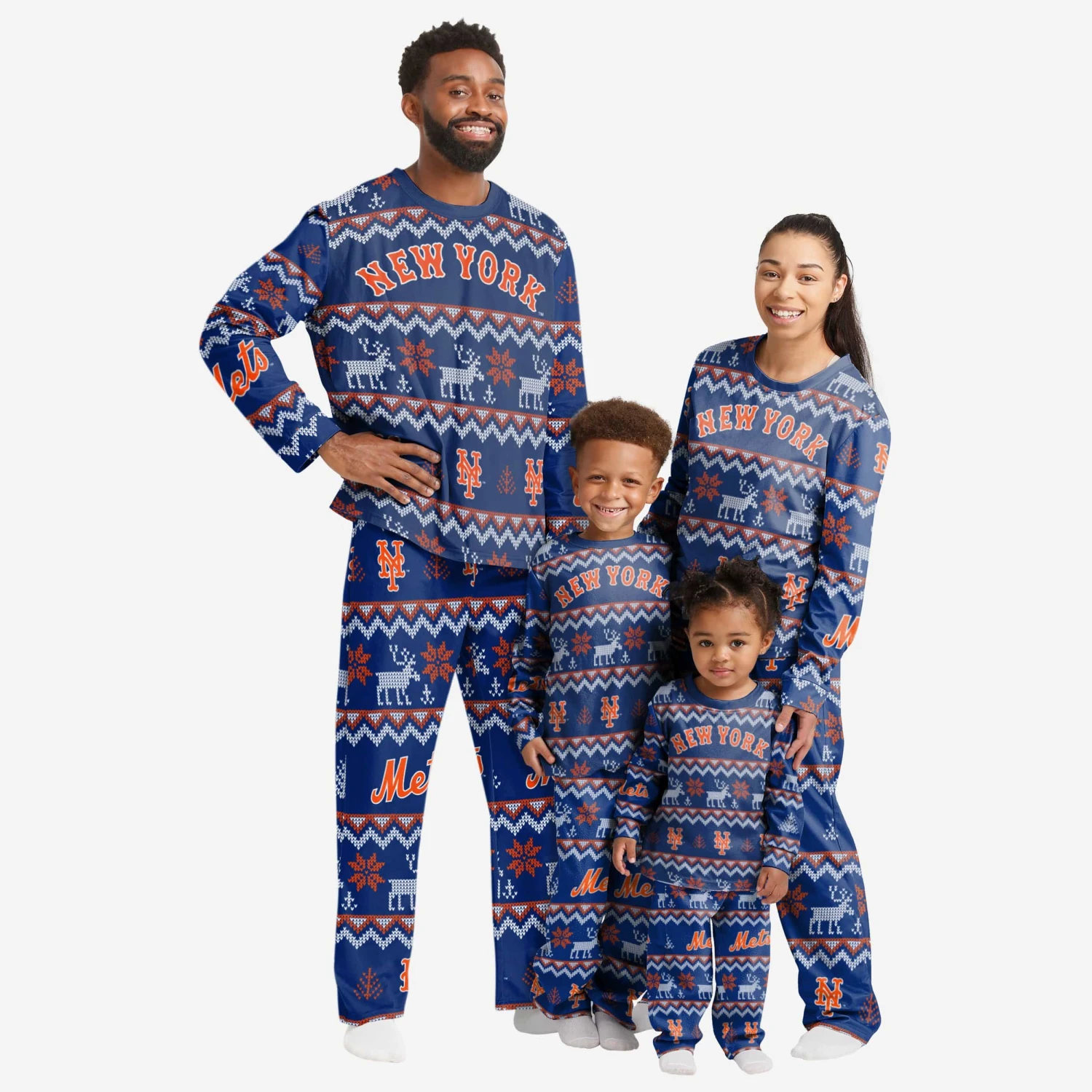 FOCO New York Mets Womens Ugly Pattern Family Holiday Pajamas 5 FOCO New York Mets Womens Ugly Pattern Family Holiday Pajamas - Image 3