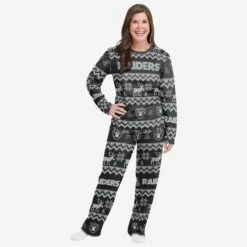FOCO Las Vegas Raiders Womens Ugly Pattern Family Holiday Pajamas