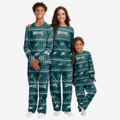 FOCO Philadelphia Eagles Womens Ugly Pattern Family Holiday Pajamas -FOCO Store PJSETWMNF21USPE g3