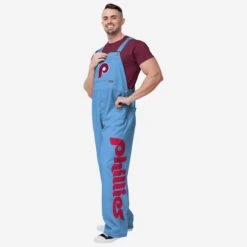 FOCO Philadelphia Phillies Mens Powder Blue Big Logo Bib Overalls