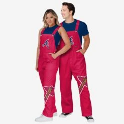 FOCO Atlanta Braves Mens Big Logo Bib Overalls -FOCO Store PNTMBBLOAAB g3