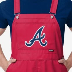 FOCO Atlanta Braves Mens Big Logo Bib Overalls -FOCO Store PNTMBBLOAAB g4