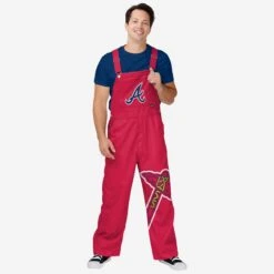 FOCO Atlanta Braves Mens Big Logo Bib Overalls
