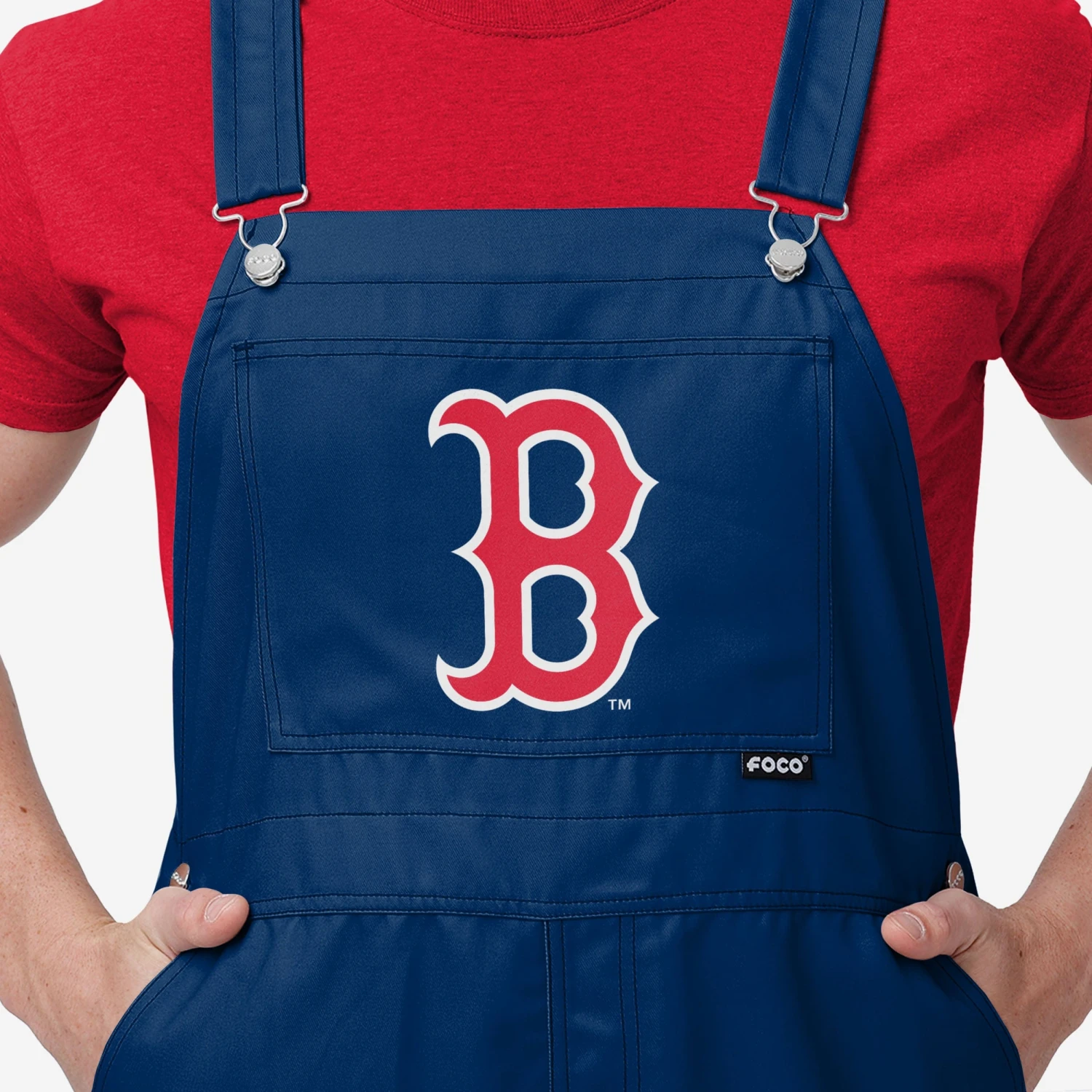 FOCO Boston Red Sox Mens Big Logo Bib Overalls 6 FOCO Boston Red Sox Mens Big Logo Bib Overalls - Image 4