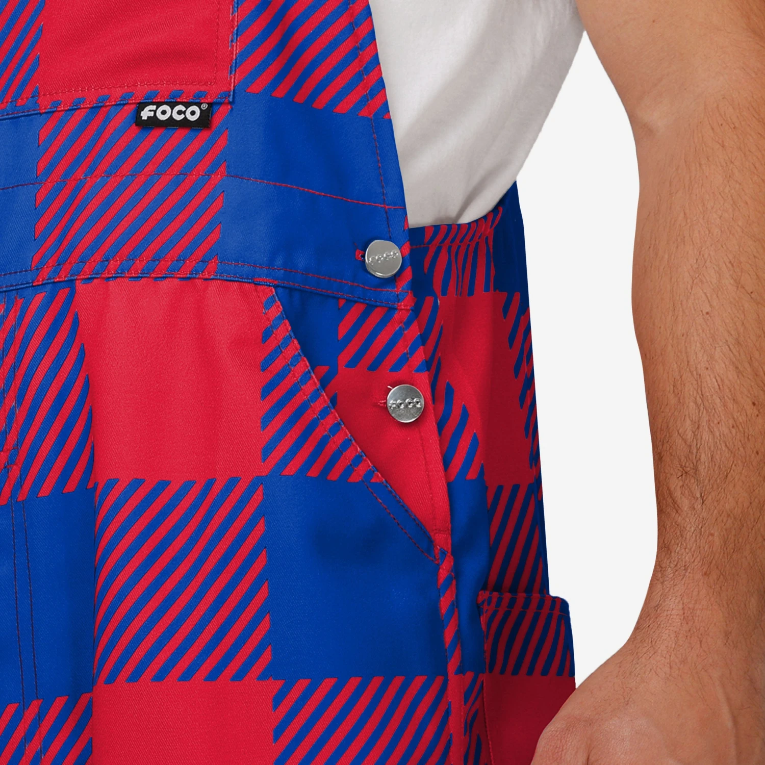 FOCO Kansas Jayhawks Mens Plaid Bib Overalls 7 FOCO Kansas Jayhawks Mens Plaid Bib Overalls - Image 5