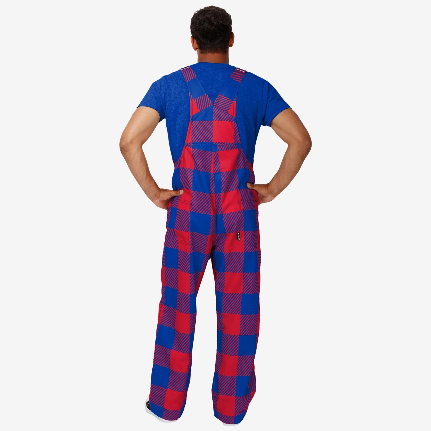 FOCO Kansas Jayhawks Mens Plaid Bib Overalls 4 FOCO Kansas Jayhawks Mens Plaid Bib Overalls - Image 2