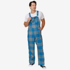 FOCO Detroit Lions Mens Plaid Bib Overalls