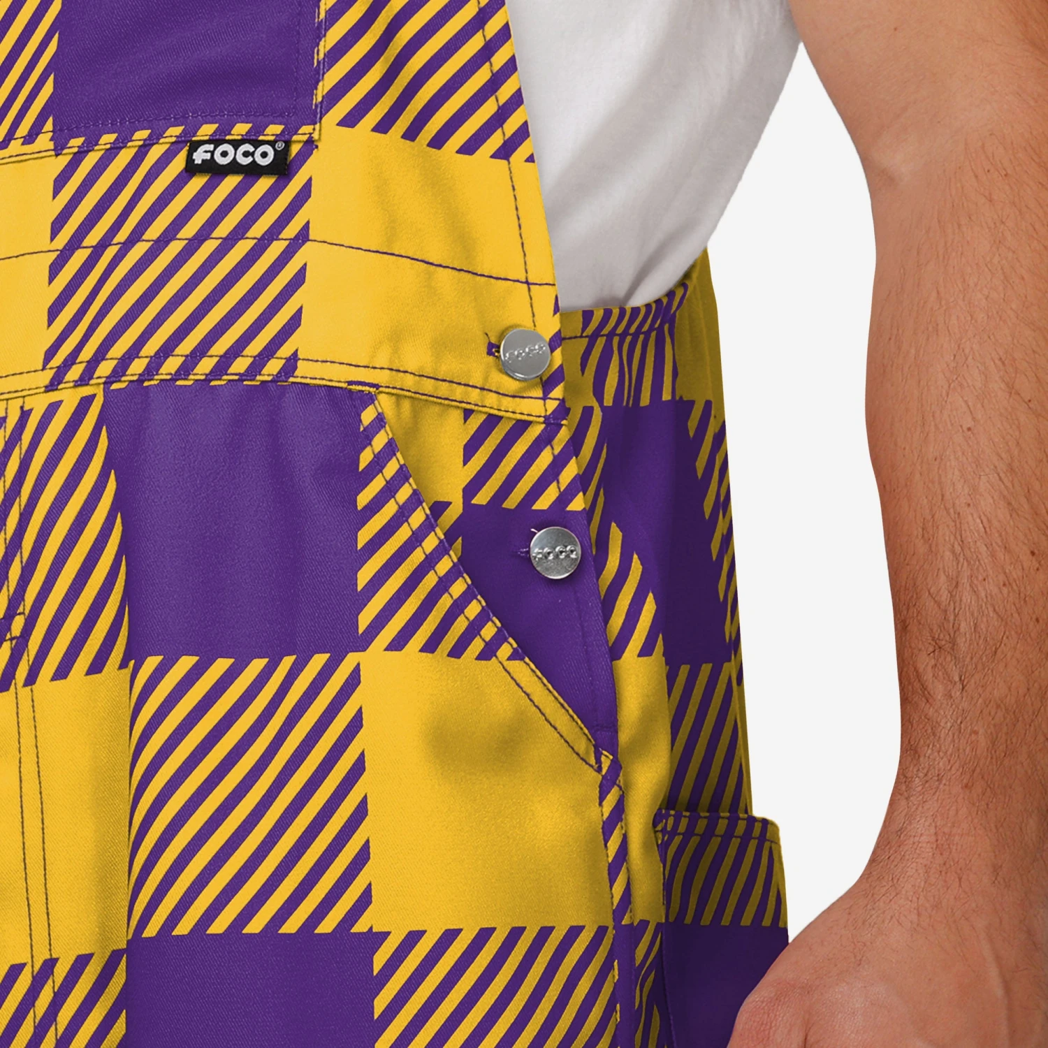 FOCO Minnesota Vikings Mens Plaid Bib Overalls 7 FOCO Minnesota Vikings Mens Plaid Bib Overalls - Image 5
