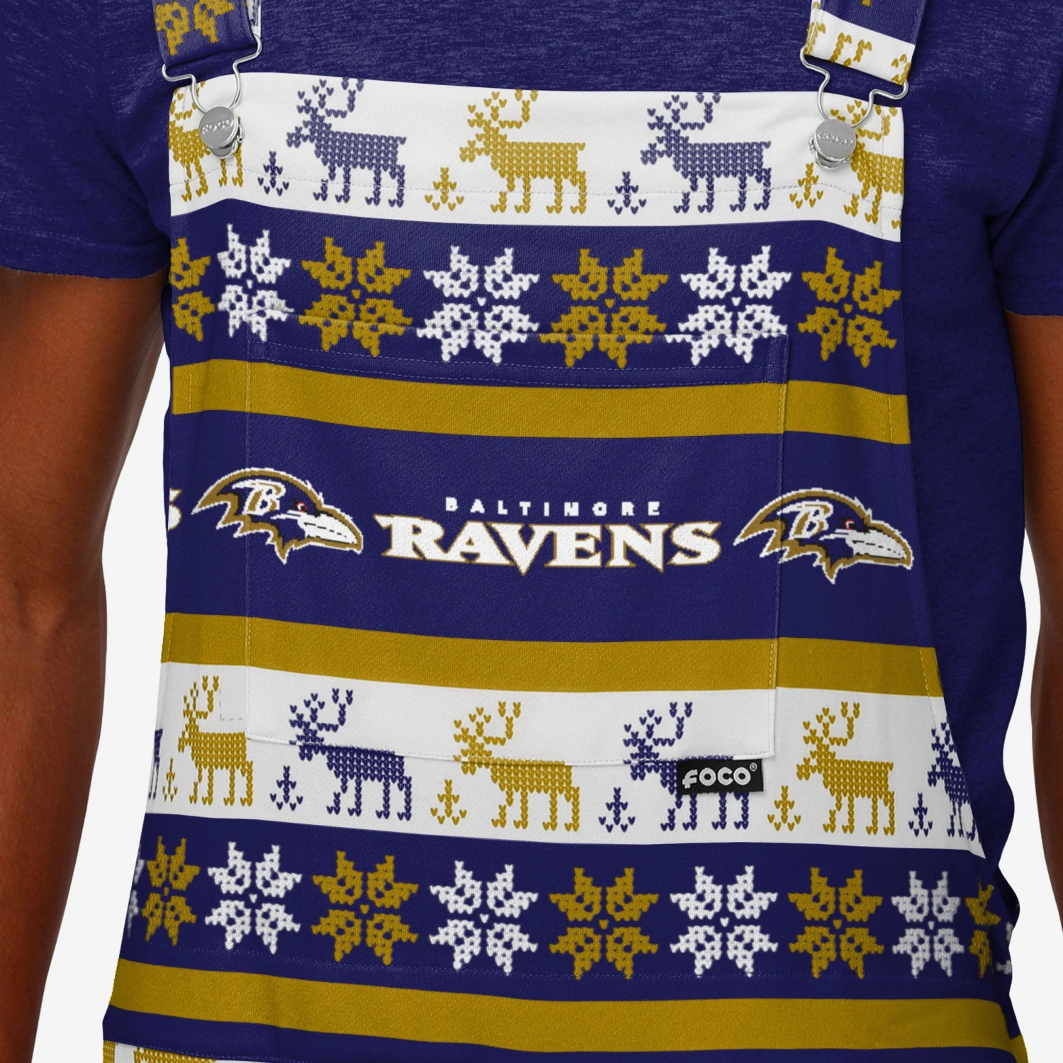 FOCO Baltimore Ravens Mens Ugly Home Gating Bib Overalls 6 FOCO Baltimore Ravens Mens Ugly Home Gating Bib Overalls - Image 4