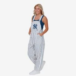FOCO New York Yankees Womens Pinstripe Bib Overalls