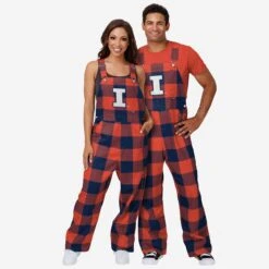FOCO Illinois Fighting Illini Womens Plaid Bib Overalls -FOCO Store PNTWMNCBFPDOAIL g3