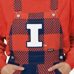 FOCO Illinois Fighting Illini Womens Plaid Bib Overalls -FOCO Store PNTWMNCBFPDOAIL g4