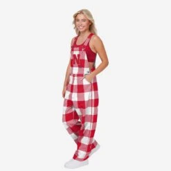 FOCO Nebraska Cornhuskers Womens Plaid Bib Overalls