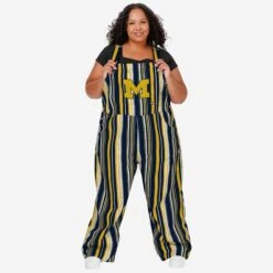 FOCO Michigan Wolverines Womens Hyper Stripe Bib Overalls