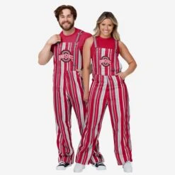 FOCO Ohio State Buckeyes Womens Hyper Stripe Bib Overalls -FOCO Store PNTWMNCHYSTOAOH g3