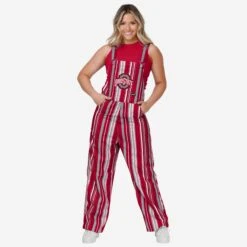 FOCO Ohio State Buckeyes Womens Hyper Stripe Bib Overalls