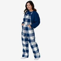 FOCO Dallas Cowboys Womens Plaid Bib Overalls