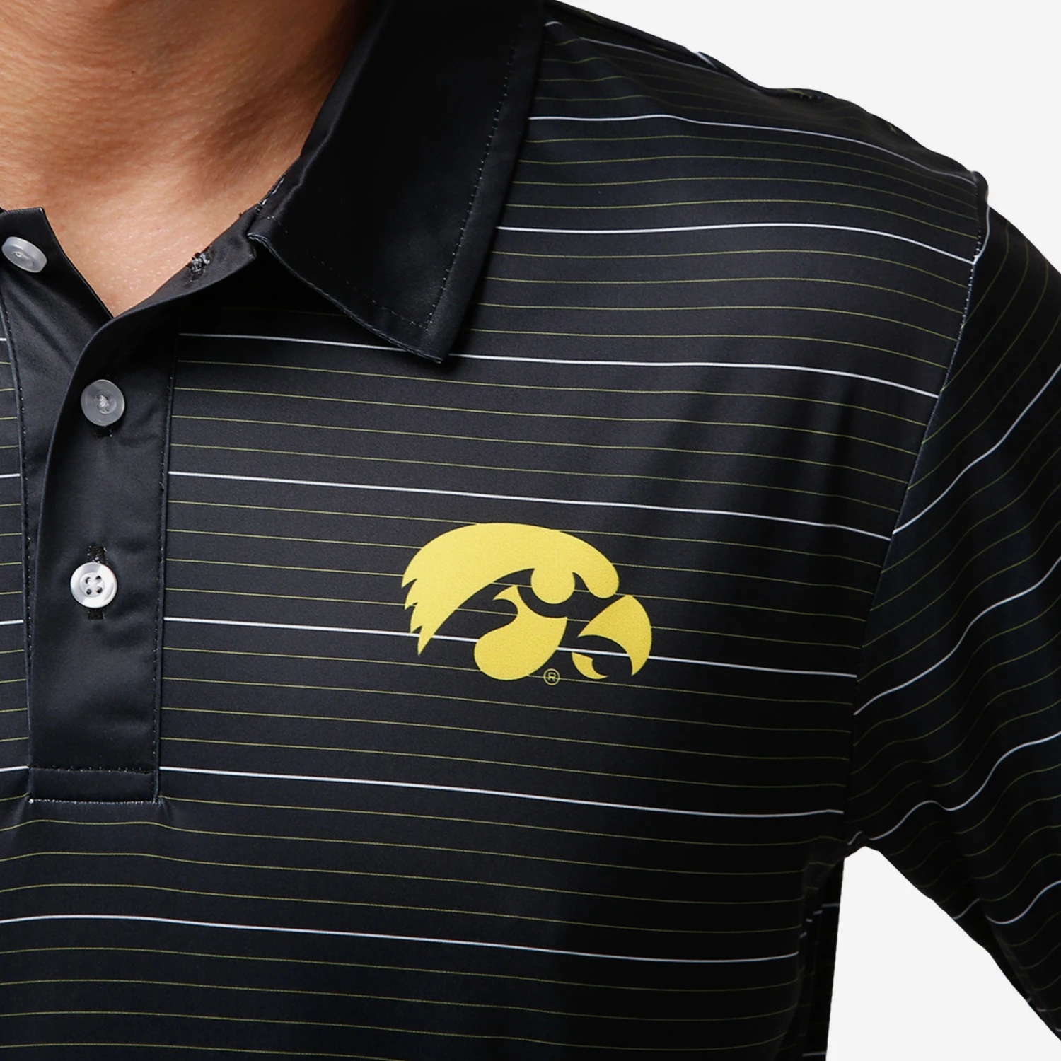 FOCO Iowa Hawkeyes Striped Polyester Polo 5 FOCO Iowa Hawkeyes Striped Polyester Polo - Image 3