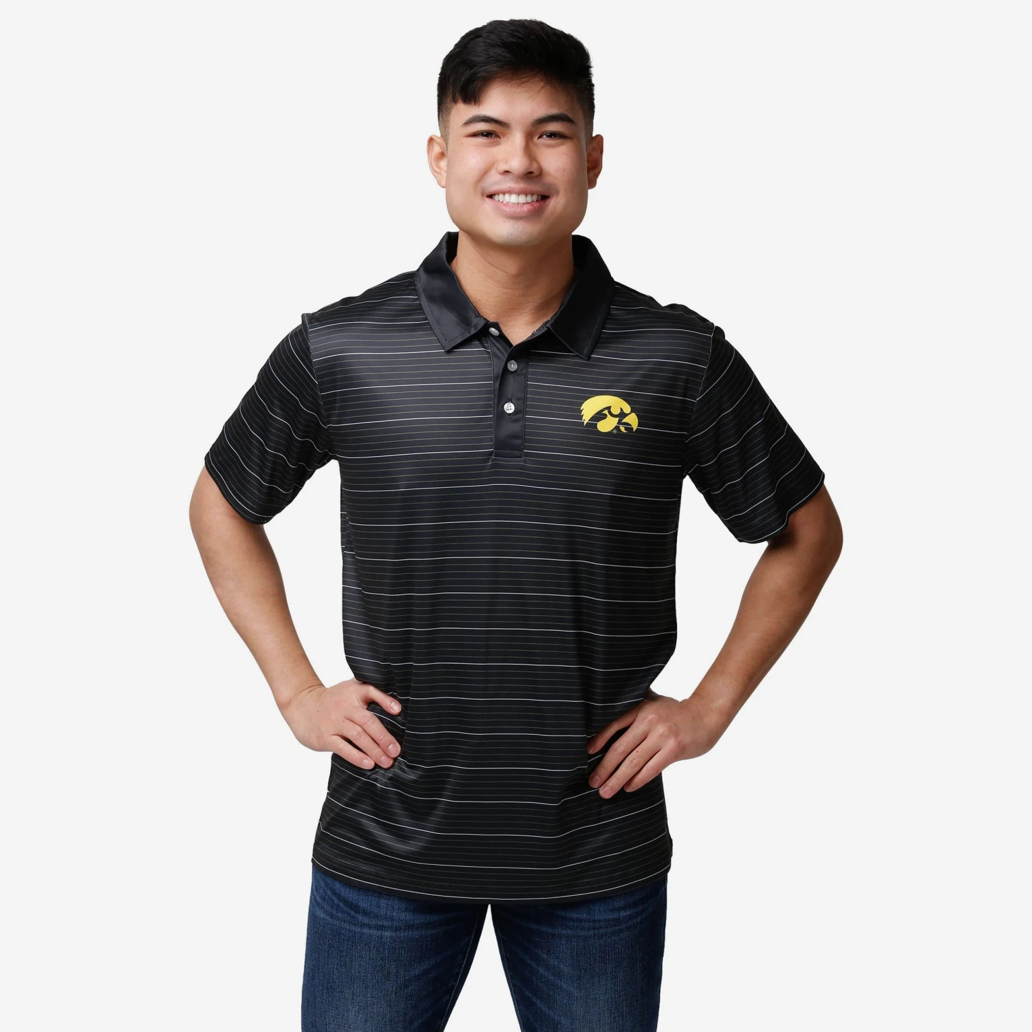 FOCO Iowa Hawkeyes Striped Polyester Polo 3 FOCO Iowa Hawkeyes Striped Polyester Polo
