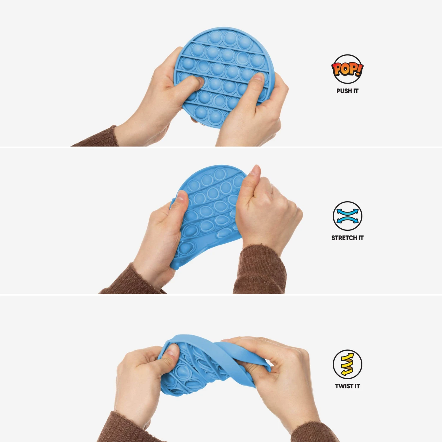 FOCO Fun Shapes 3 Pack Push-Itz Fidget 6 FOCO Fun Shapes 3 Pack Push-Itz Fidget - Image 4