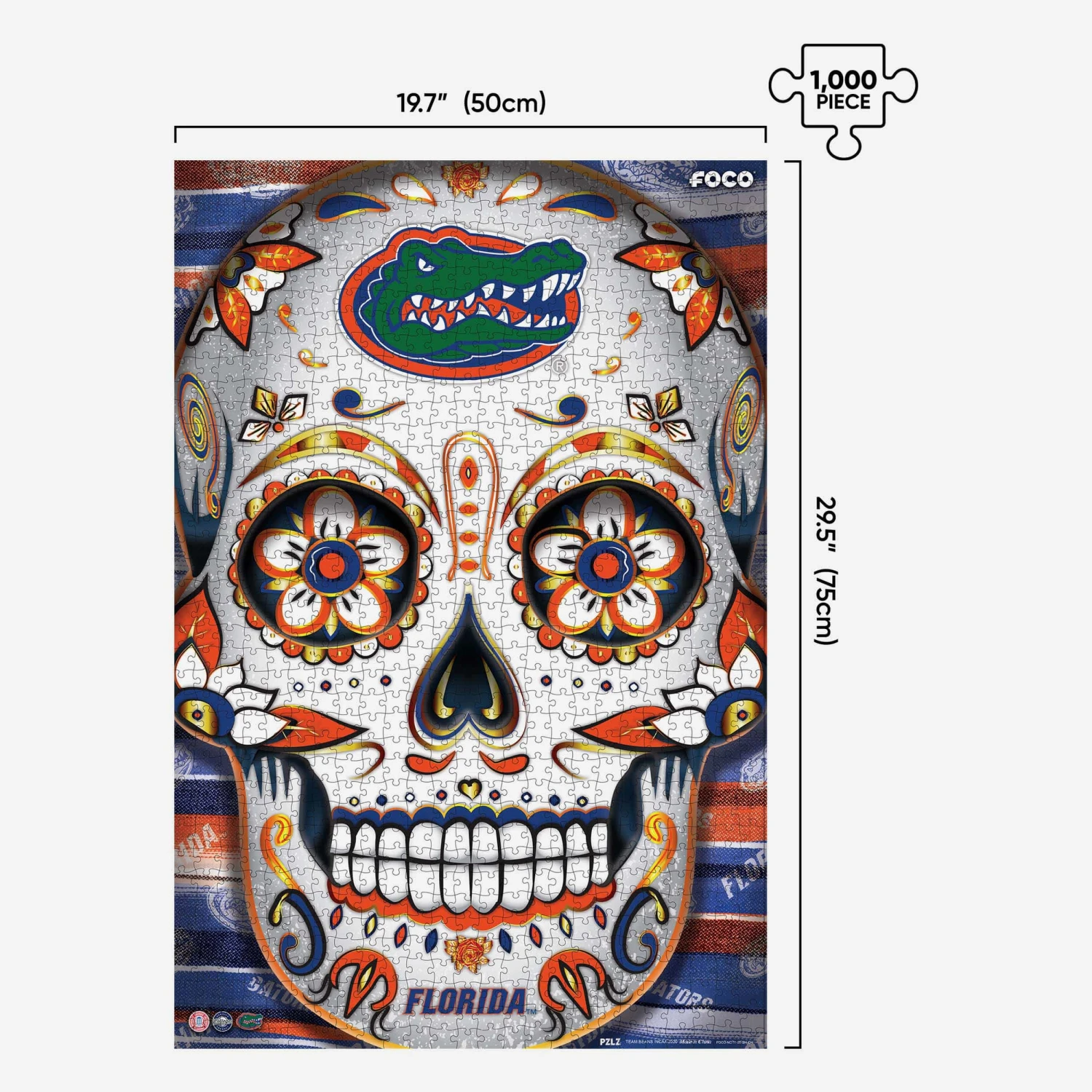 FOCO Florida Gators Sugar Skull 1000 Piece Jigsaw Puzzle PZLZ 4 FOCO Florida Gators Sugar Skull 1000 Piece Jigsaw Puzzle PZLZ - Image 2