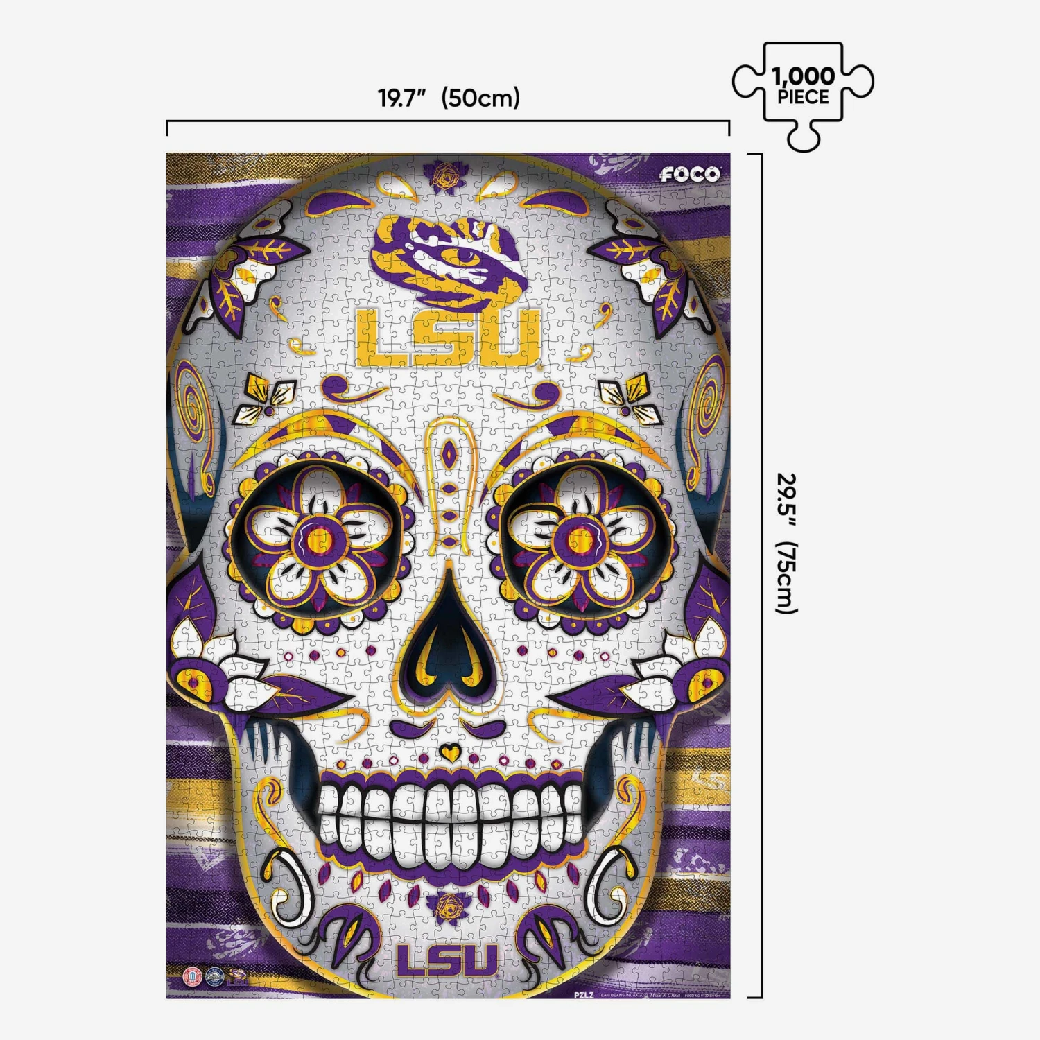 FOCO LSU Tigers Sugar Skull 1000 Piece Jigsaw Puzzle PZLZ 4 FOCO LSU Tigers Sugar Skull 1000 Piece Jigsaw Puzzle PZLZ - Image 2