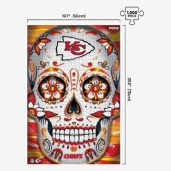 FOCO Kansas City Chiefs Sugar Skull 1000 Piece Jigsaw Puzzle PZLZ -FOCO Store PZLZNFJG1000SUGKC s