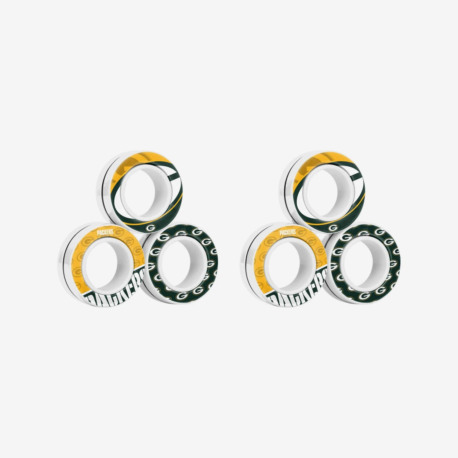 FOCO Green Bay Packers 6 Pack Magnetic Finger Rings 3 FOCO Green Bay Packers 6 Pack Magnetic Finger Rings