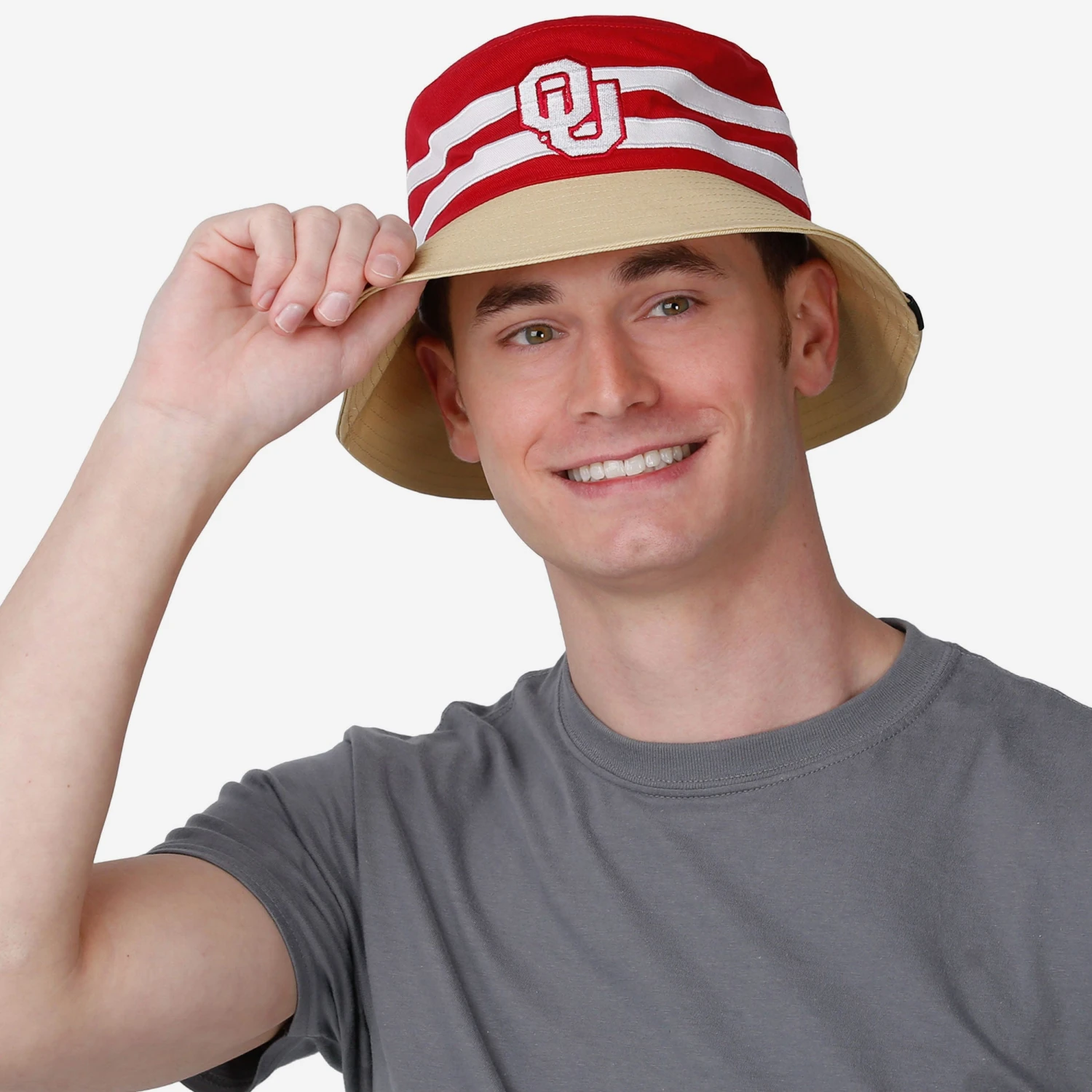 FOCO Oklahoma Sooners Team Stripe Bucket Hat 7 FOCO Oklahoma Sooners Team Stripe Bucket Hat - Image 5