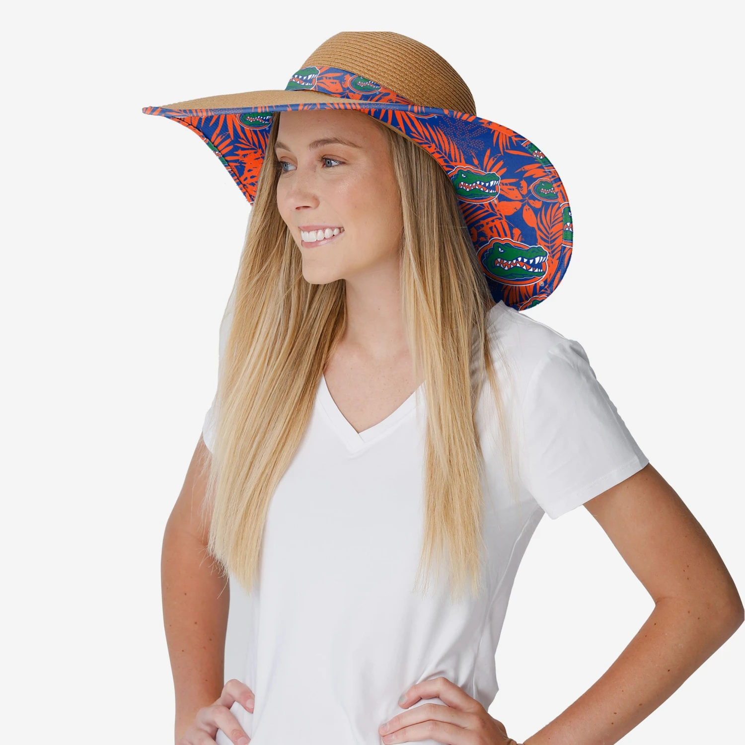 FOCO Florida Gators Womens Floral Straw Hat 5 FOCO Florida Gators Womens Floral Straw Hat - Image 3