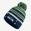 FOCO Seattle Seahawks Horizontal Stripe Light Up Beanie -FOCO Store SKNFHRZSTLUSS p