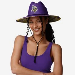 FOCO Minnesota Vikings Team Color Straw Hat -FOCO Store SKNFTCSTWMV g4 1