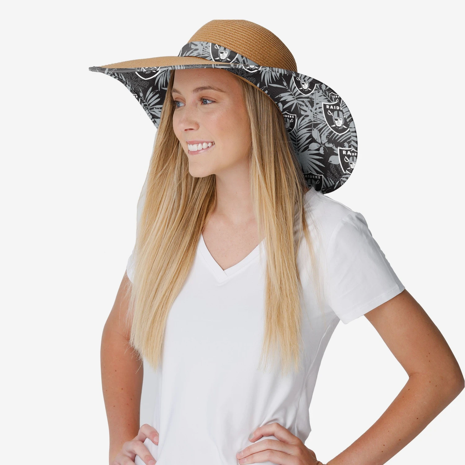 FOCO Las Vegas Raiders Womens Floral Straw Hat 5 FOCO Las Vegas Raiders Womens Floral Straw Hat - Image 3