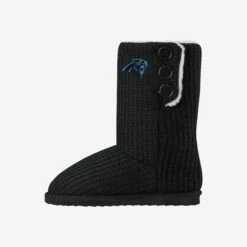 FOCO Carolina Panthers Knit High End Button Boot Slipper