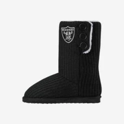 FOCO Las Vegas Raiders Knit High End Button Boot Slipper