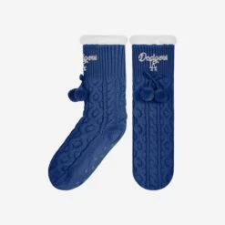 FOCO Los Angeles Dodgers Womens Cable Knit Footy Slipper Socks
