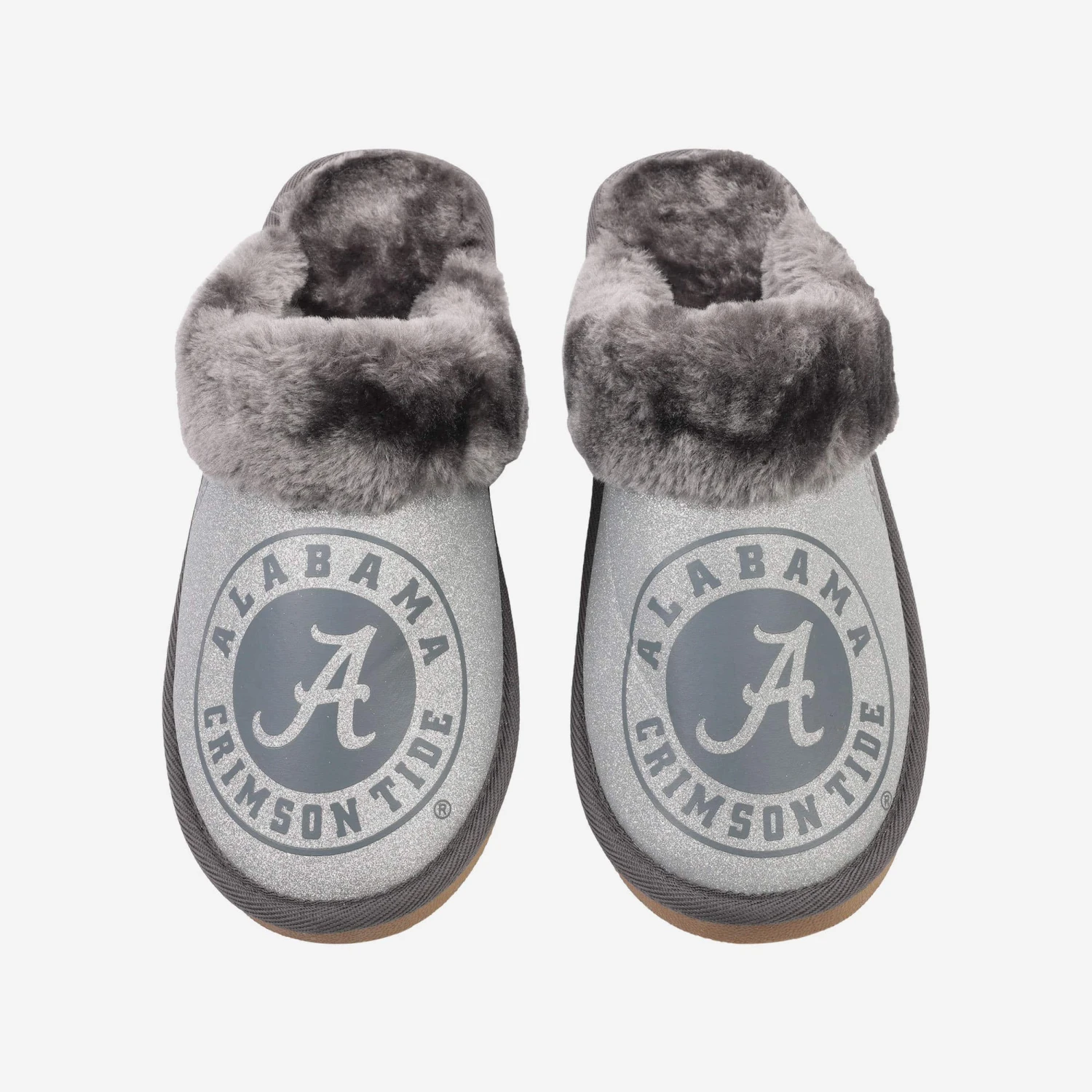 FOCO Alabama Crimson Tide Womens Glitter Open Back Fur Moccasin Slipper 4 FOCO Alabama Crimson Tide Womens Glitter Open Back Fur Moccasin Slipper - Image 2