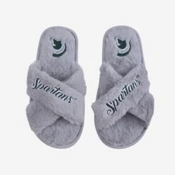 FOCO Michigan State Spartans Womens Script Wordmark Fur Cross Slide