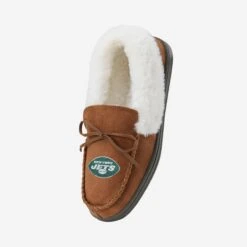 FOCO New York Jets Womens Tan Moccasin Slipper -FOCO Store SLPWMNFFURCLMOCNJ s b7895077 c81b 40fd a4fb 5119ac497d73