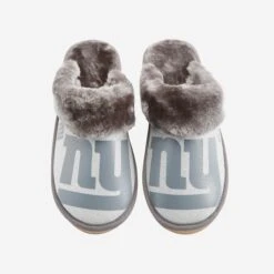 FOCO New York Giants Womens Glitter Open Back Fur Moccasin Slipper -FOCO Store SLPWMNFOBGFNG p