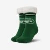 FOCO New York Jets Womens Stripe Logo Tall Footy Slipper Socks -FOCO Store SLPWMNFSTPLGTLNJ p