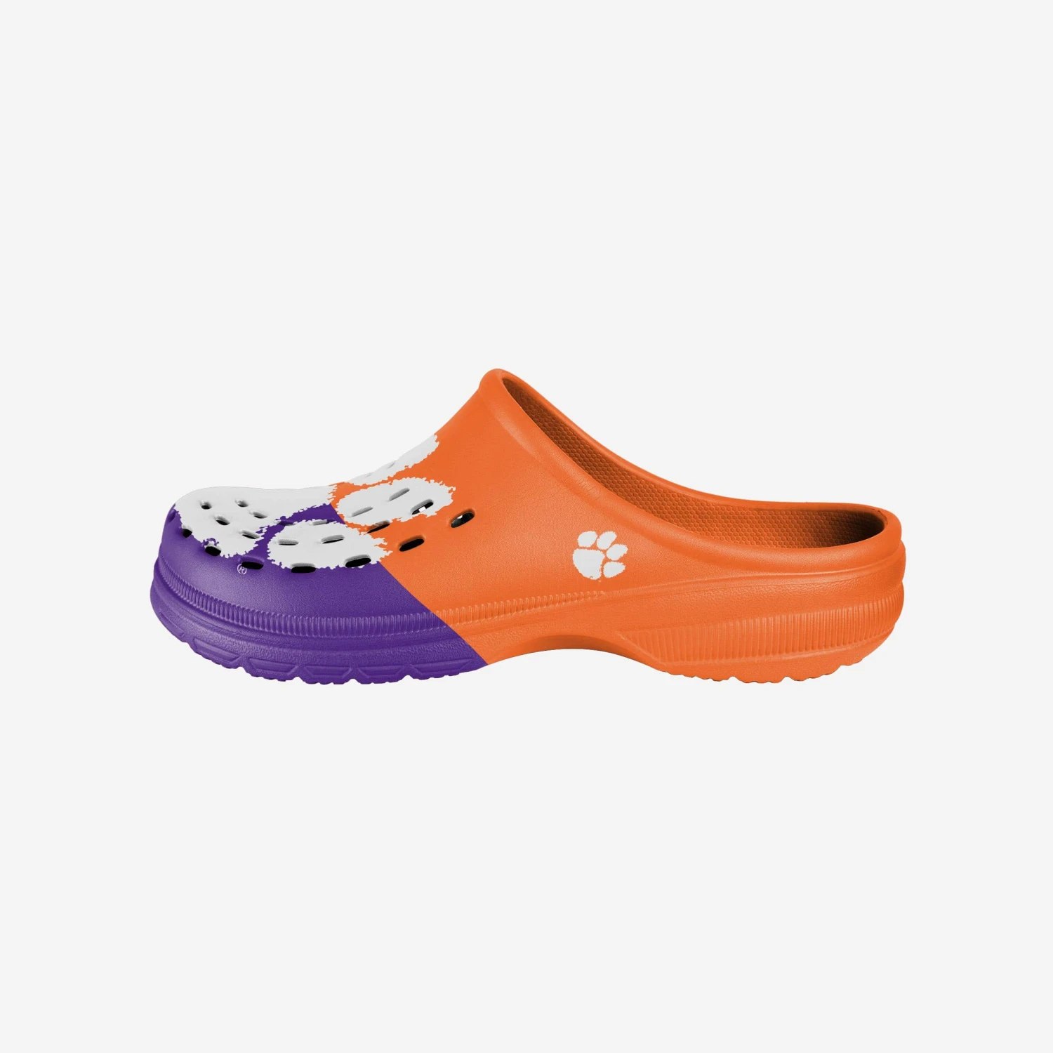 FOCO Clemson Tigers Colorblock Big Logo Clog 3 FOCO Clemson Tigers Colorblock Big Logo Clog